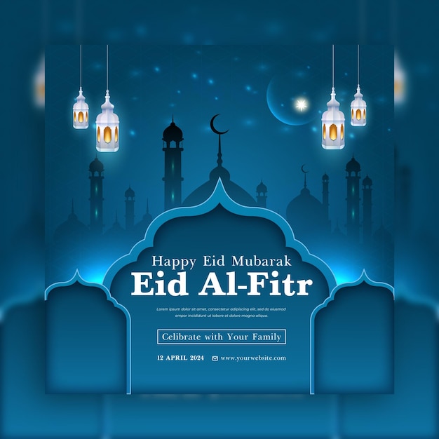 Plik wektorowy eid mubarak i eid ul fitr banner mediów społecznościowych szablon postów na instagram