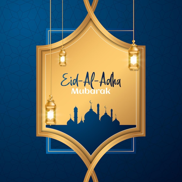 Eid Mubarak Islamska Ilustracja Dekoracyjna Tła Z Meczetem