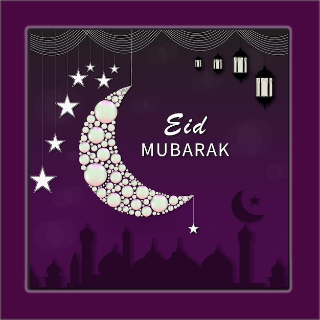 Eid Mubarak Islamski Nowoczesny I Unikalny Szablon Projektu Kartki Z życzeniami Wektor Premium