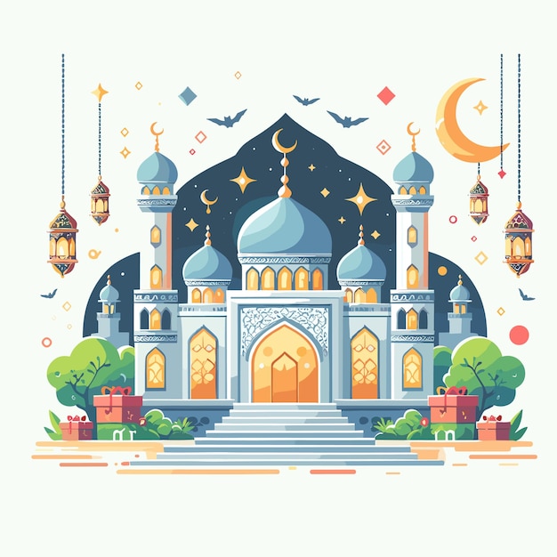 Plik wektorowy eid mubarak kolorowy luksus islamski tło z ozdobnymi ozdobami eid mubarak media społecznościowe po