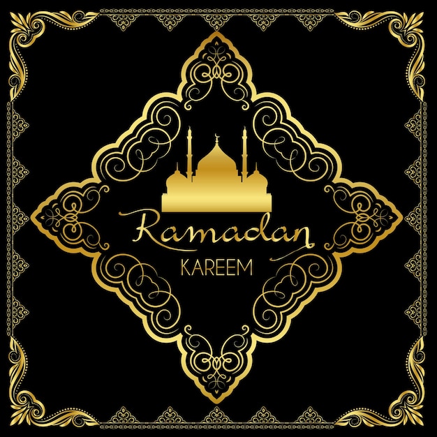 Eid Mubarak Line Art Kaligrafia Stylistyczne litery Ramadan Kareem Tekst Księżyc z wektorem meczetu