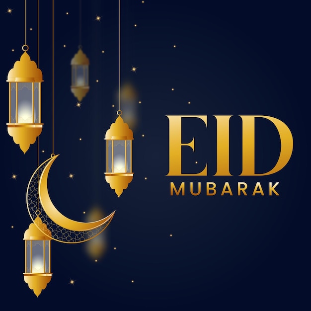 Eid Mubarak obraz z islamską lampą tła projekt sztuki ilustracji