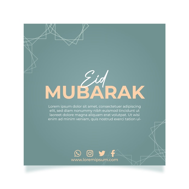 Eid mubarak projekt postów w mediach społecznościowych