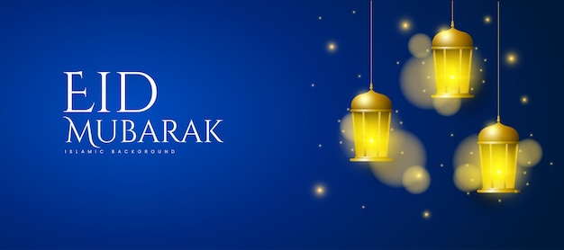 Eid Mubarak Ramadan Kareem Krajobraz świecąca Latarnia Tradycyjny Islamski Transparent Szablon Tło