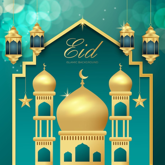 Eid Mubarak Ramadan Kareem Pozdrowienie Wektor Banner