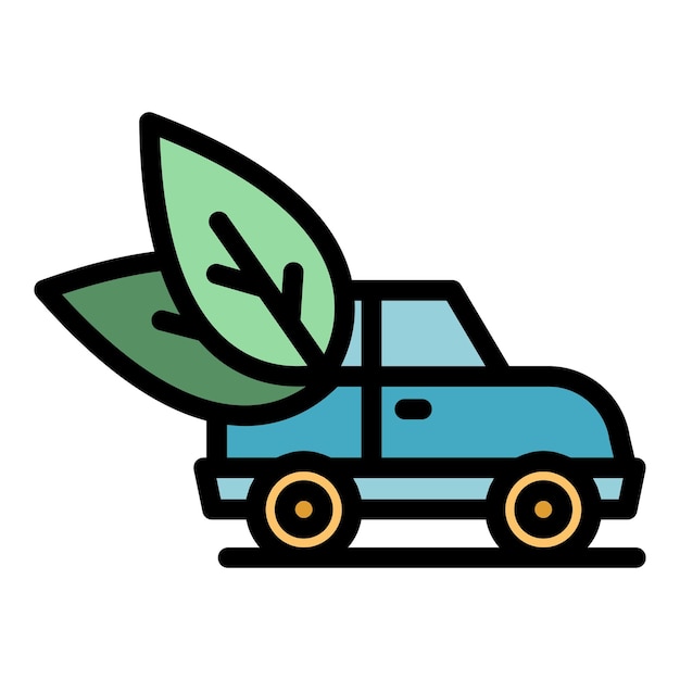 Plik wektorowy ekologia ikona samochodu hybrydowego zarys ekologia samochodu hybrydowego wektor ikona kolor płaski na białym tle