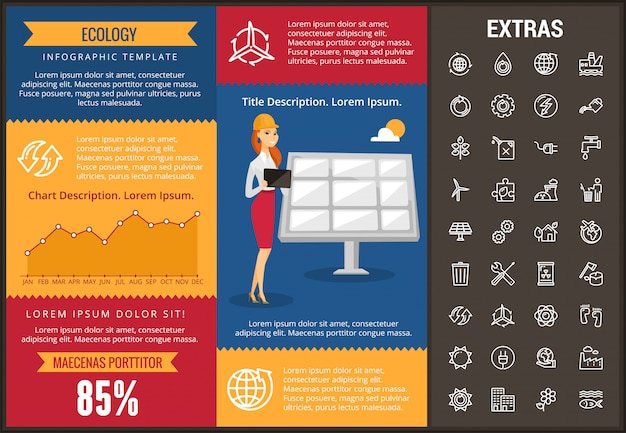 Ekologia Infographic Szablon, Elementy I Ikony