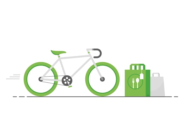 Plik wektorowy ekologiczna dostawa jedzenia na zielonym rowerze