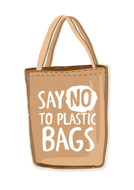 Ekologiczna, Tekstylna Torba Na Zakupy Wielokrotnego Użytku Lub Eko Shopper Z Napisem Say No To Plastic Bags