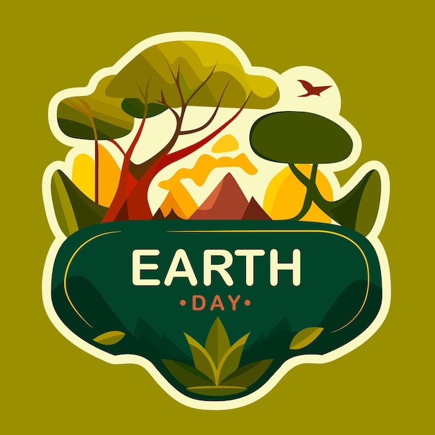 Ekologiczny Dzień Ziemi Ilustrowana Etykieta Ilustracja Wektorowa