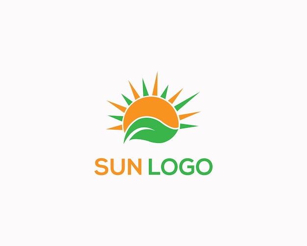 Ekologiczny symbol słońca dla ekologicznej zielonej farmy naturalny wzór wektorowy ikony logo