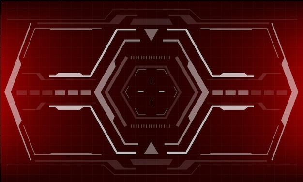 Ekran interfejsu HUD scifi czerwony niebezpieczeństwo projekt wirtualnej rzeczywistości futurystyczny wektor wyświetlania technologii
