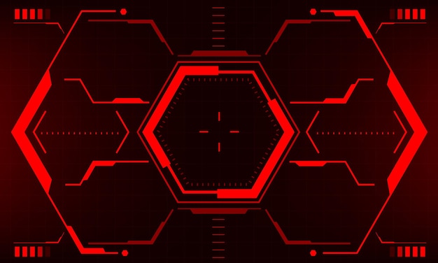 Ekran interfejsu HUD scifi czerwony sześciokąt geometryczny wzór wirtualny futurystyczny wektor wyświetlania technologii