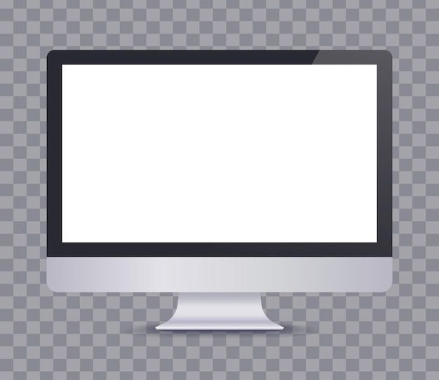 Ekran Komputera Na Białym Tle Na Przezroczystym Tle Makieta Do Projektowania Ilustracji Wektorowych Xa
