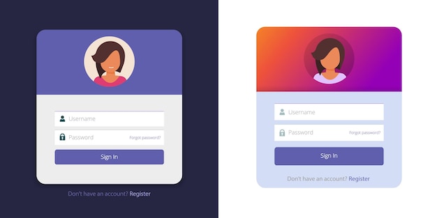 Ekran logowania z interfejsu użytkownika strony ustawionego dla mobilnej witryny internetowej nowoczesny design nowoczesny układ szablonu wyskakującego okienka logowania
