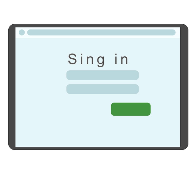 Ekran Tabletu Z Loginem I Hasłem Ilustracja Wektorowa W Płaskim Stylu