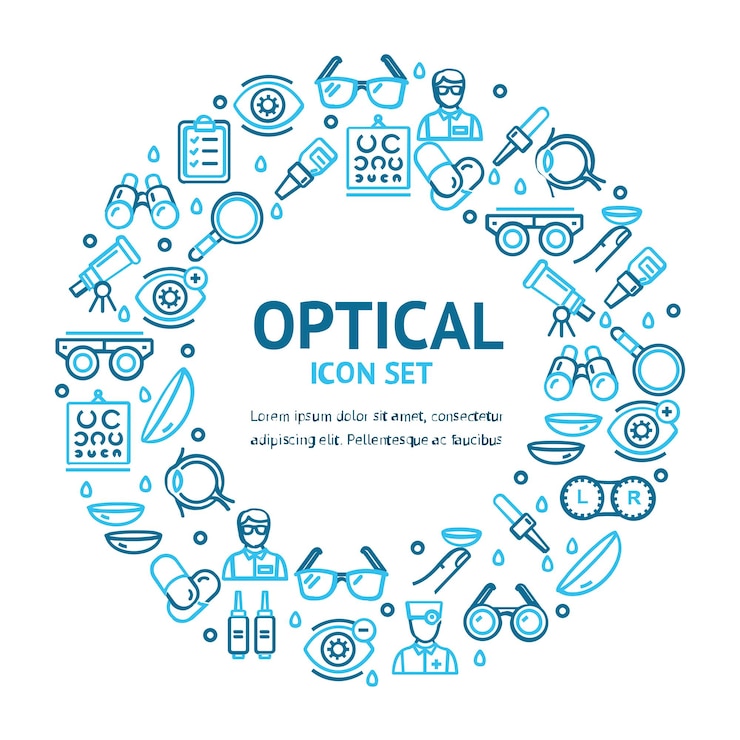 Wektor ekrany aplikacji okulistyki i optometrii banery internetowe karty zestaw wektorów