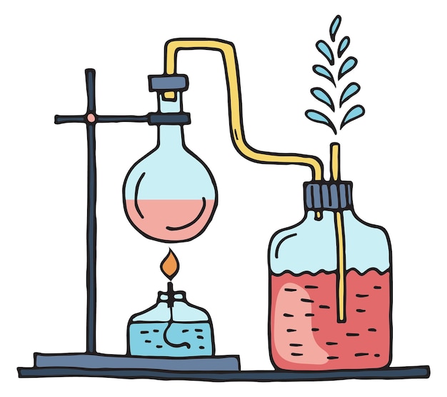 Eksperyment Chemiczny Doodle Ikona Test Szkła Laboratoryjnego