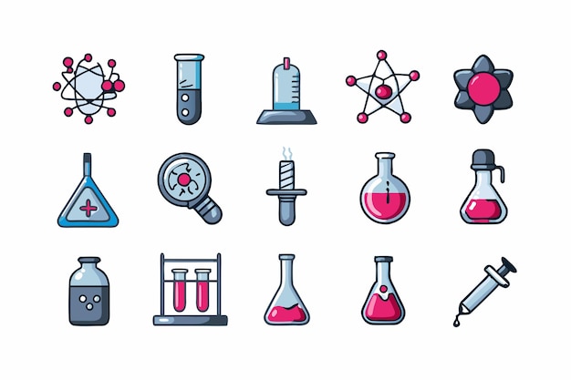 Eksperyment chemiczny ilustracja graficzna wektorowa format pliku źródłowego EPS bezstratne skalowanie ikon projektowanie