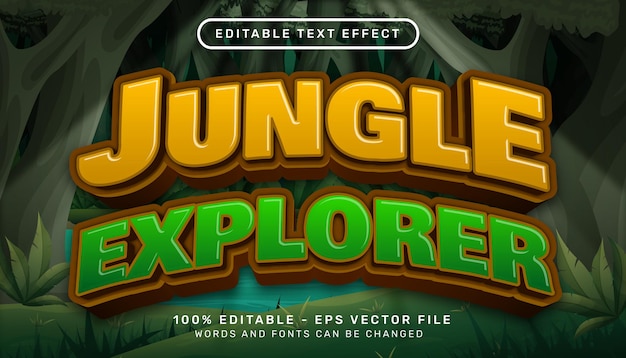 Eksplorator Dżungli Efekt Tekstowy 3d I Edytowalny Efekt Tekstowy