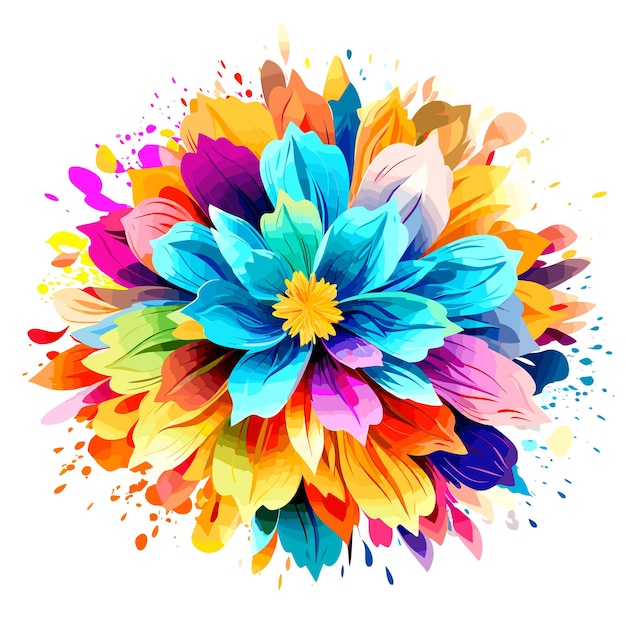Plik wektorowy eksplozja kwiatów abstrakcyjny obraz jasnego, kolorowego tła kwiatowego narysowany w stylu wektorowym pop-art izolowany na białym tle element projektu naklejki na koszulkę plakatową itp.