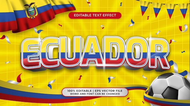 Plik wektorowy ekwador w piłce nożnej motyw tła edytowalny efekt stylu tekstu