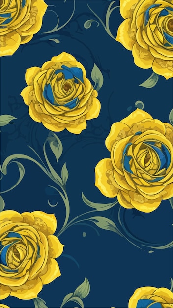 Elegance Redefined Navy i Yellow Roses Wektorowy Zestaw