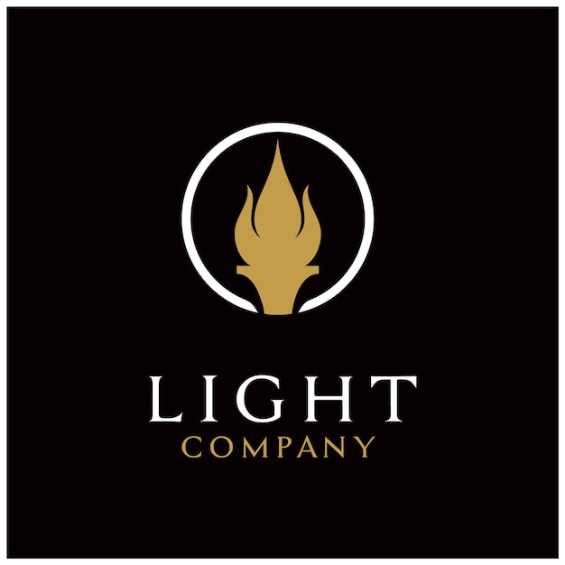 Elegancka Luksusowa Latarka, Inspiracja Logo Golden Torchlight Fire Flame