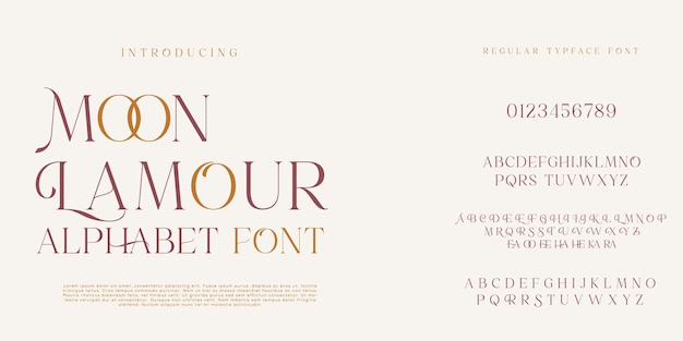 Elegancka moda i minimalistyczna nowoczesna czcionka alfabetu szeryfowego wielkie litery i czcionki liczbowe wiktoriańskie