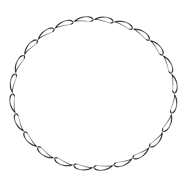 Elegancka owalna sylwetka obramowania kwiatowym w ręcznie rysowane stylu doodle na białym tle