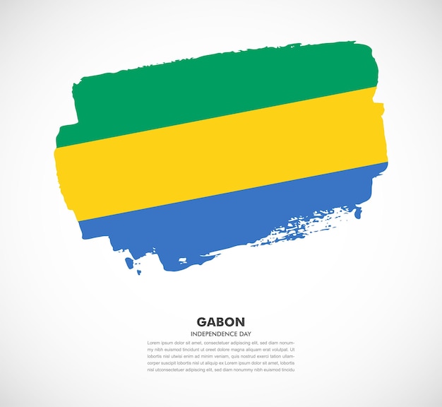 Elegancka Ręcznie Rysowane Flaga Pędzla Kraju Gabon Na Białym Tle