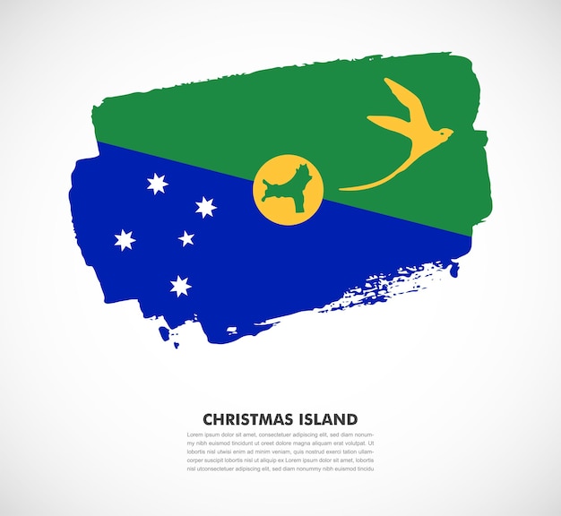 Elegancka Ręcznie Rysowane Flaga Pędzla Kraju Wyspy Bożego Narodzenia Na Białym Tle