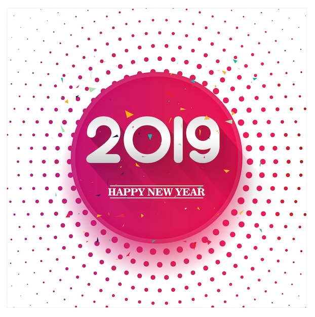 Elegancki 2019 Szczęśliwego Nowego Roku Kolorowy Projekt Karty