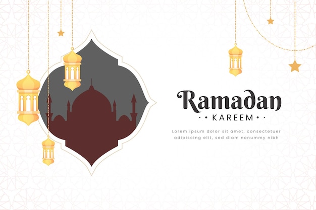 Elegancki Baner Ramadan Kareem Z Piękną Abstrakcyjną Mandalą I Meczetem