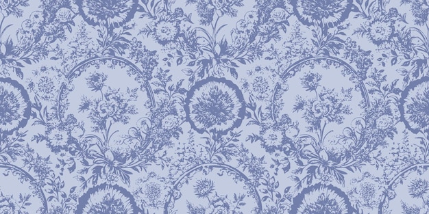 Elegancki kwiatowy wzór na miękkim niebieskim tle idealny do vintage dekoracji