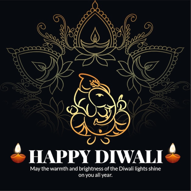 Elegancki Projekt Banera Szczęśliwego Szablonu Festiwalu Diwali Indian