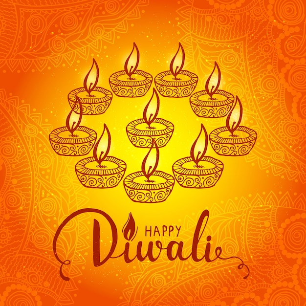 Elegancki Projekt Karty Tradycyjnego Indyjskiego Festiwalu Diwali Piękna Kartka Z życzeniami Na święto Obchodów Diwali