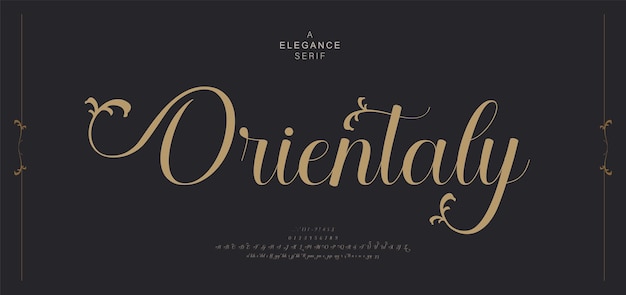 Elegancki ślub Litery Alfabetu Czcionki Z Ogonami Typografia Orientalne Luksusowe Klasyczne Serif Czcionki I Numer Ozdobny Vintage Retro Dla Ilustracji Wektorowych Logo Marki