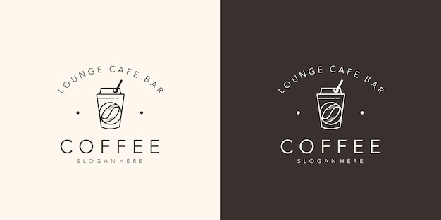 Elegancki szablon logo kawy. minimalistyczny salon cafe bar, kawiarnia, inspiracja w stylu retro.