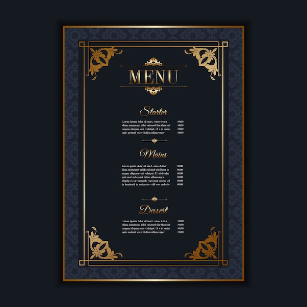 Elegancki Szablon Menu Restauracji