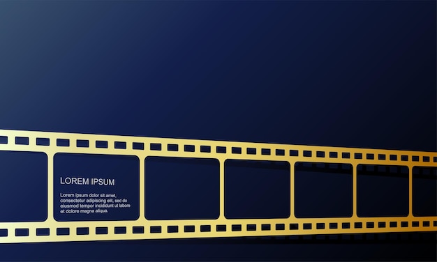 Elegancki szablon pustej ramki w rolce filmu Ilustracja wektorowa złotej rolki filmu