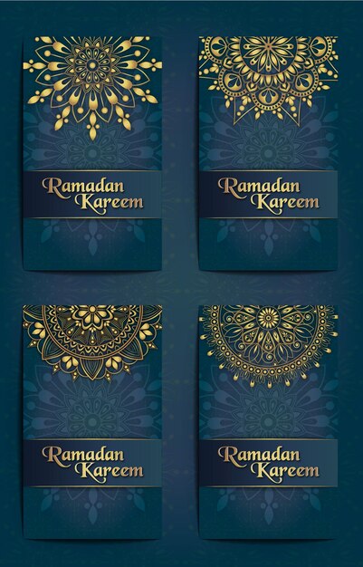 Elegancki Wektor Piękny Ramadan Kareem Bezszwowy Wzór Mandala Tło Bundle Set