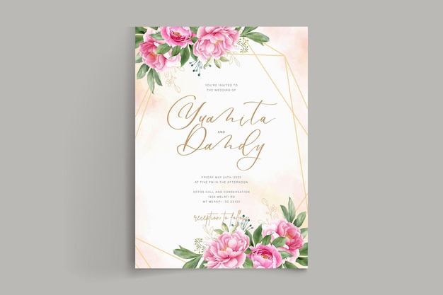 elegancki zestaw kart ślubnych z akwarelami peonie