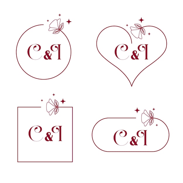 Plik wektorowy elegancki zestaw monogramów ślubnych z literą c i i
