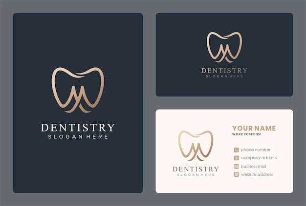 Eleganckie logo dentystyczne w złotym kolorze.