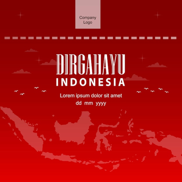 Eleganckie Powitanie Dirgahayu Indonezja Z Czerwonym Tłem