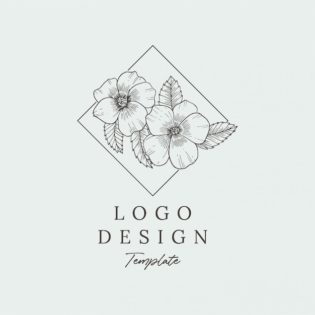 Plik wektorowy eleganckie ręcznie rysowane kwiatowy logo szablon projektu premium
