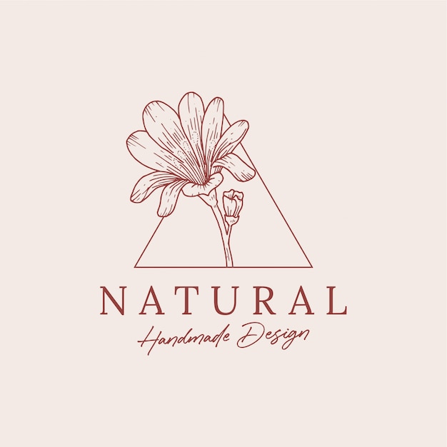 Plik wektorowy eleganckie ręcznie rysowane kwiatowy logo szablon projektu premium