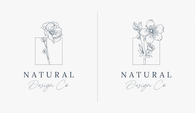 Eleganckie Ręcznie Rysowane Kwiatowy Logo Szablon Projektu Premium