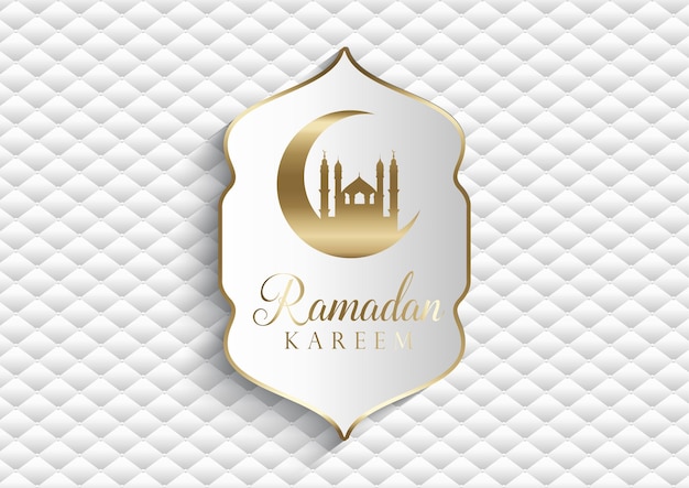 Eleganckie Tło Ramadan Kareem W Kolorze Białym I Złotym